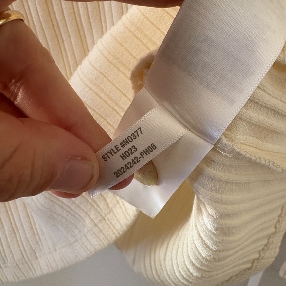 Madewell Ribbed Long Sleeve Polo Shirt Women's Medium Cream Boxy Preppy Academia - Picture 8 of 11